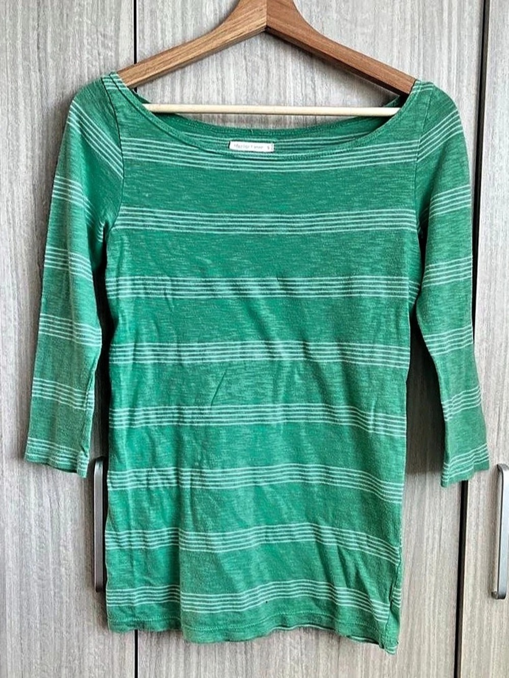 Marine Layer Striped Long Sleeve Top in Green & White Size Small